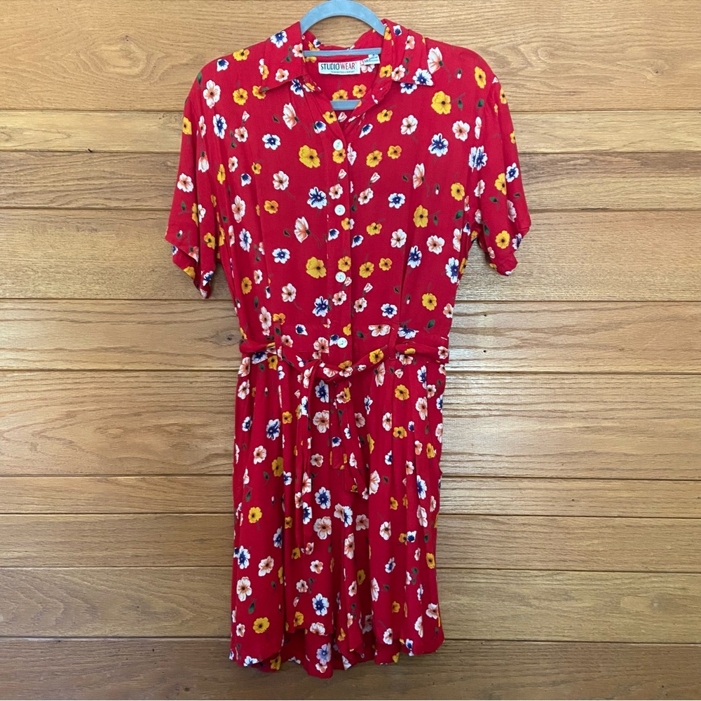 Vintage 90s floral Studio Wear button front short sleeve romper